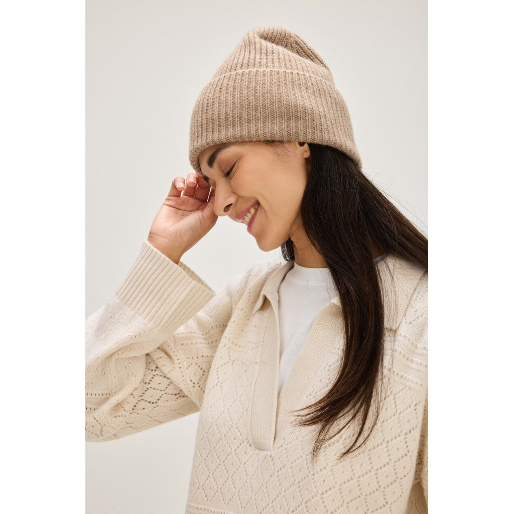 新品★ L'Appartement KNIT CAP Fold Rib Cap - Hat - Mink – Davida Cashmere