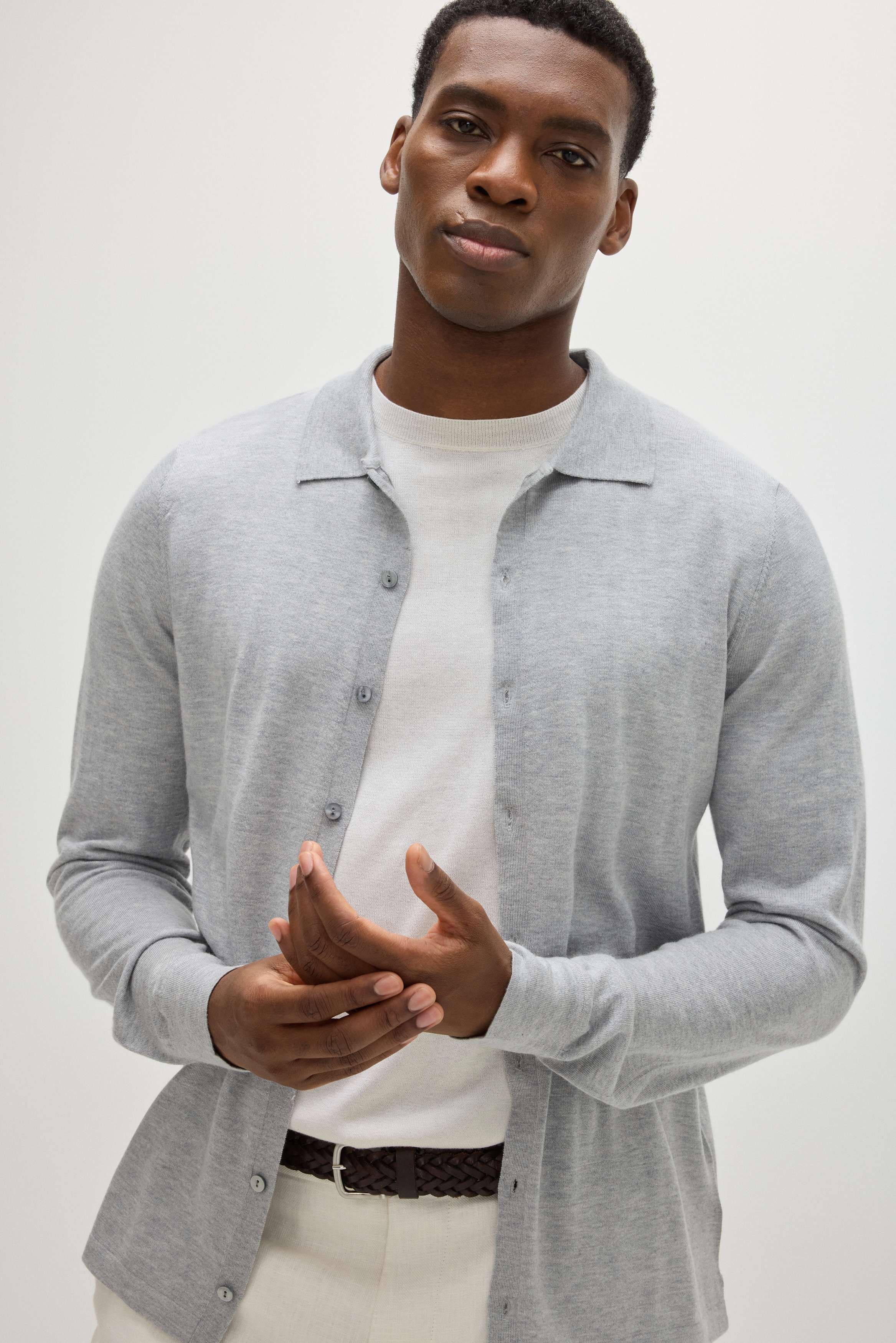 grey sweater dress shirt Man Fine Knit Classic - Sweaters Dresses. Dresses: Mini Dresses