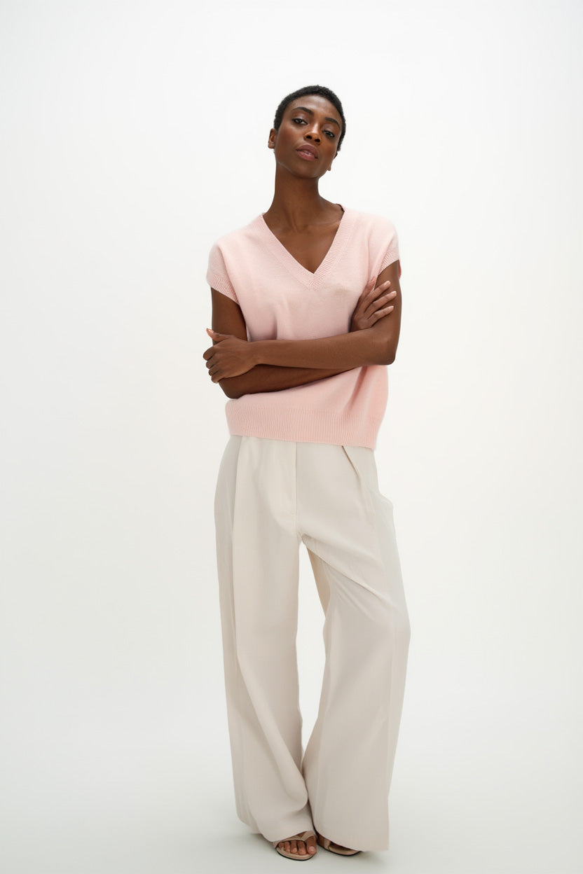 V-neck Oversized Vest - Sweaters - Pink – Davida Cashmere