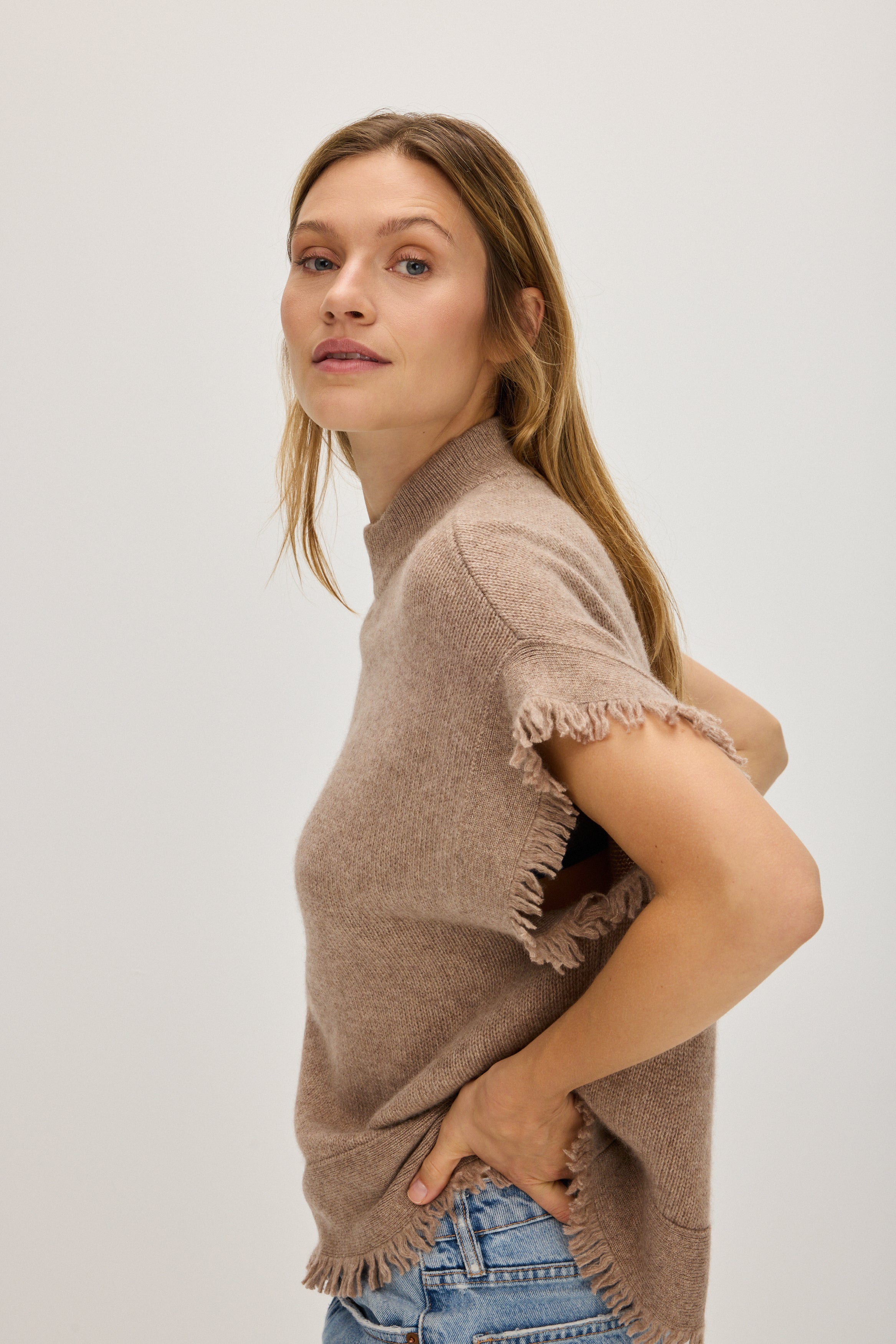 Vest Fringes - Sweaters - Mink – Davida Cashmere