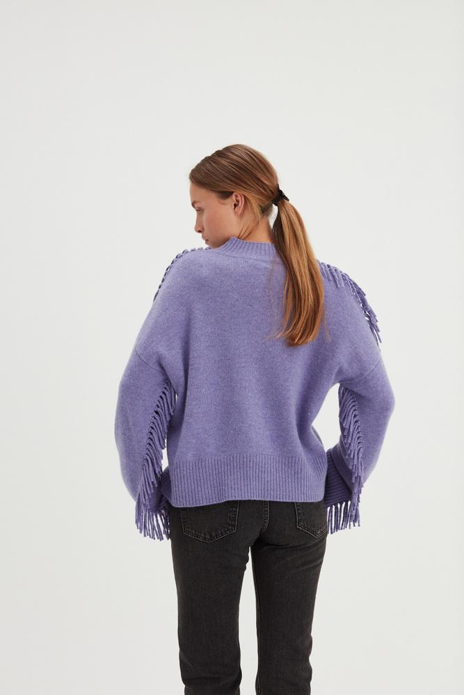 Boxy O-neck Sweater Fringes