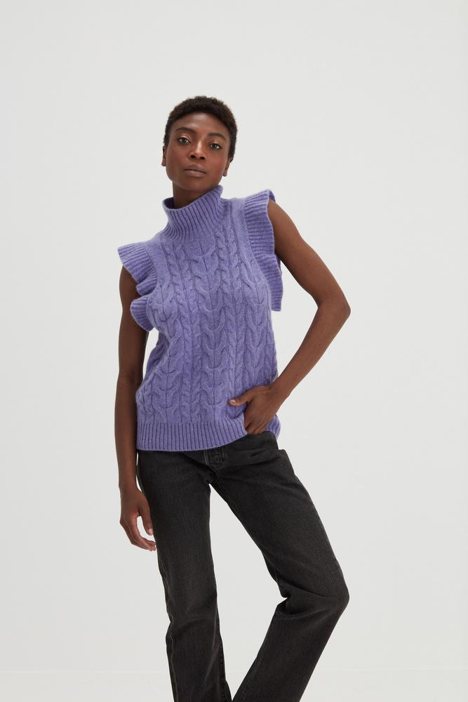 Roll Neck Frill Cable Vest