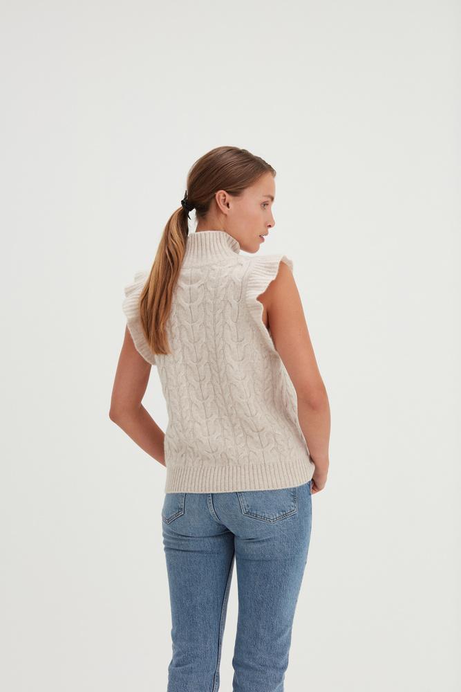 Roll Neck Frill Cable Vest