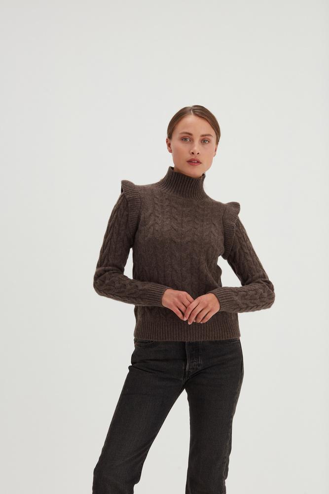 Roll Neck Frill Cable Sweater