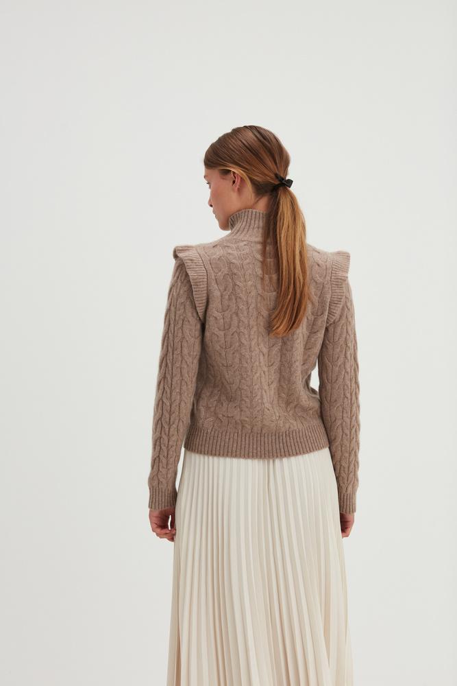 Roll Neck Frill Cable Sweater