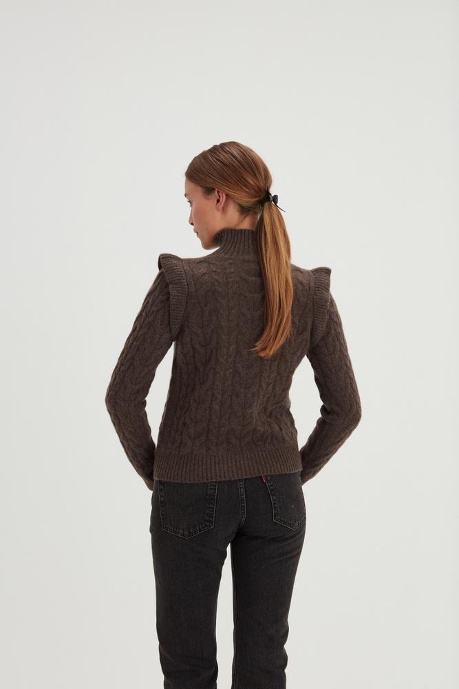 Roll Neck Frill Cable Sweater