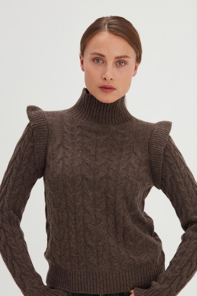 Roll Neck Frill Cable Sweater