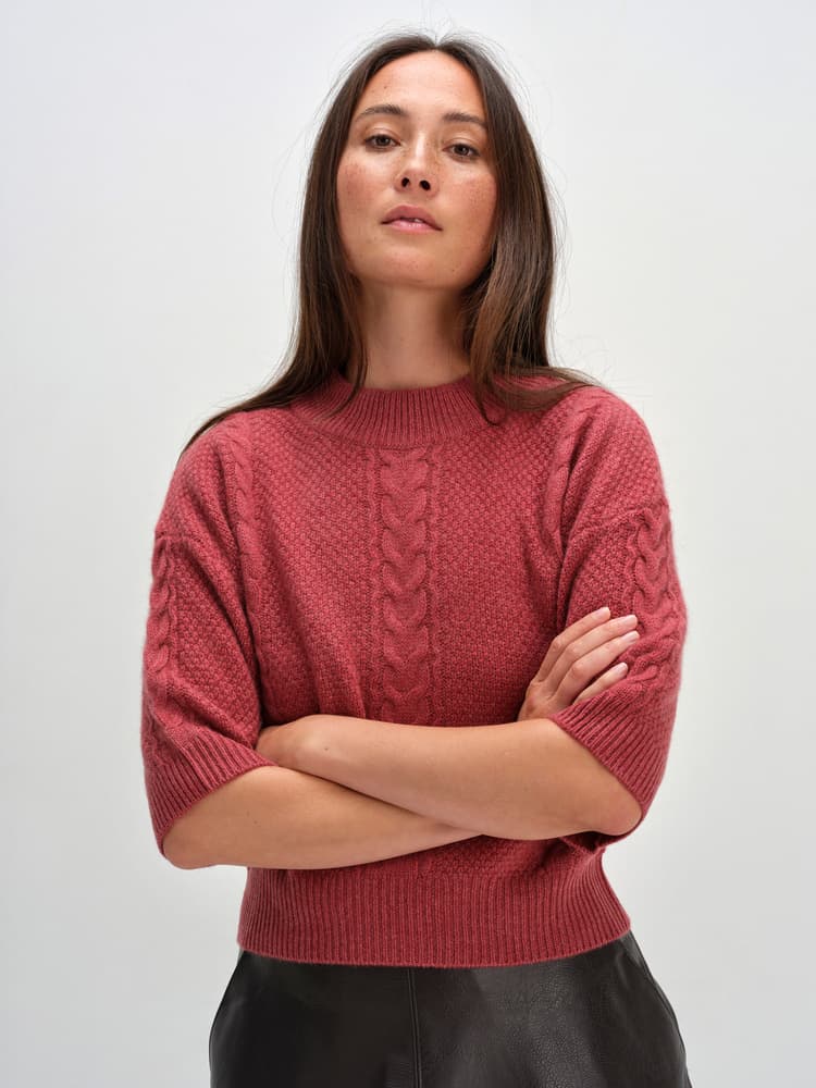 Cable Short Sleeve Sweater