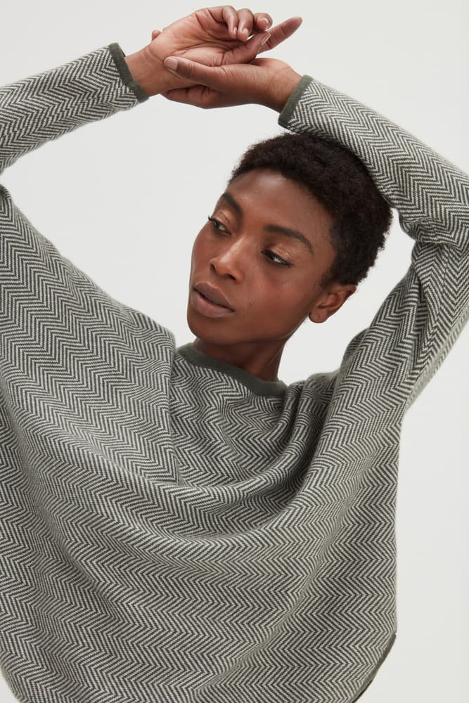 Curved Herringbone Sweater