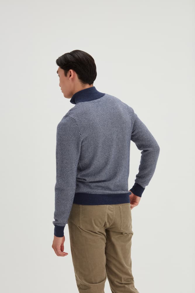 Man Herringbone Half Zip