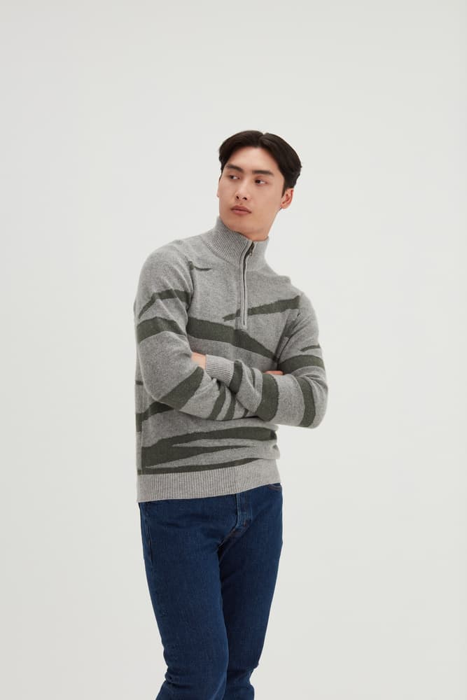 Man Structured  Half Zip