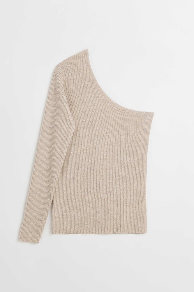 One Sleeve Rib Sweater