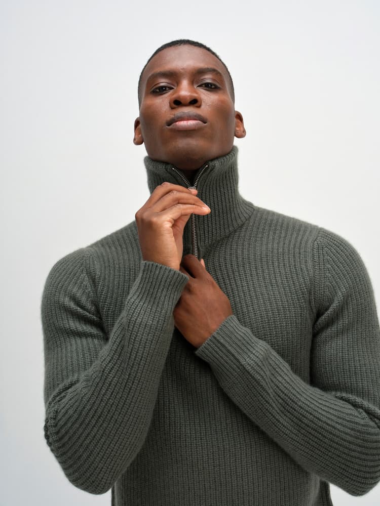 Man Chunky Rib Half Zip