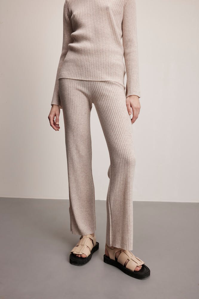 Ribbed Pants with Slit