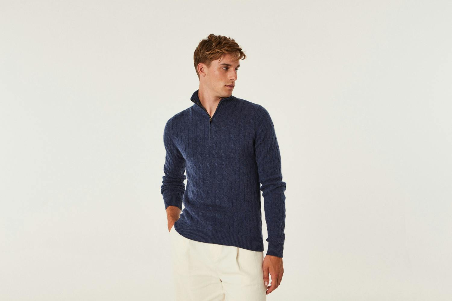 Man Half Zip Cable Sweater