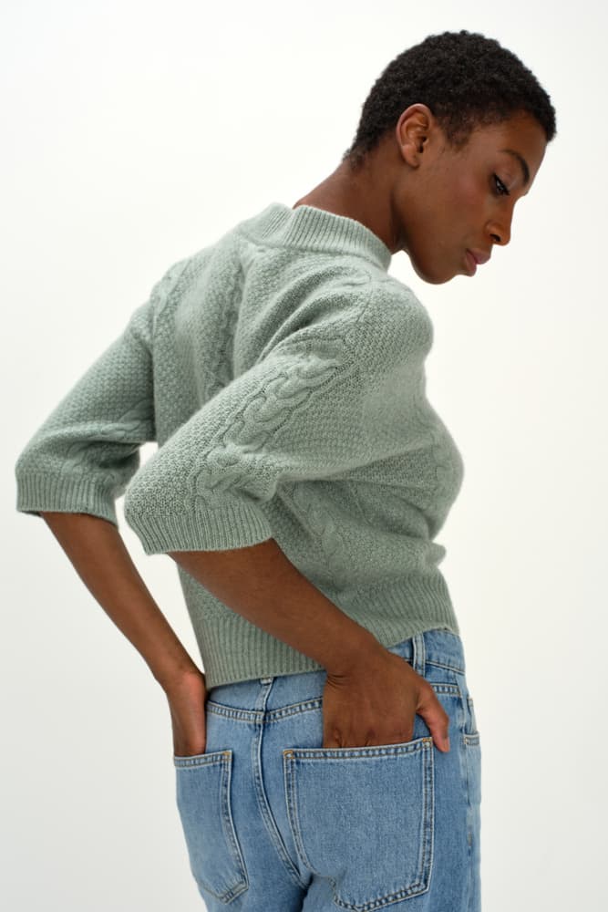 Cable Short Sleeve Sweater