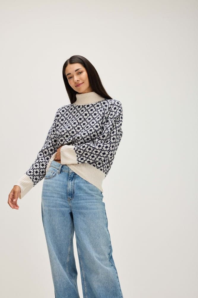 Chunky Roll Neck  Pattern Knit