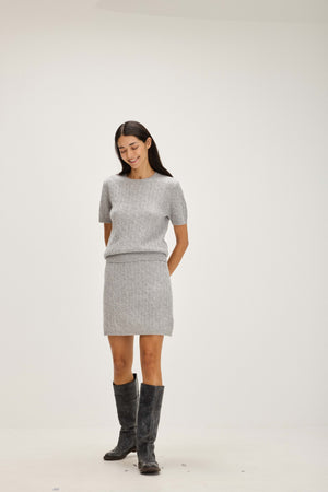 A-Line Cable Mini Skirt - Light Grey