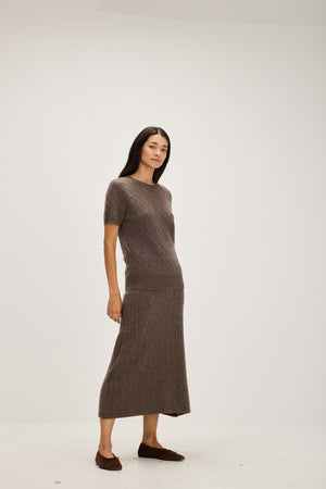 A-Line Cable Skirt - Cacao