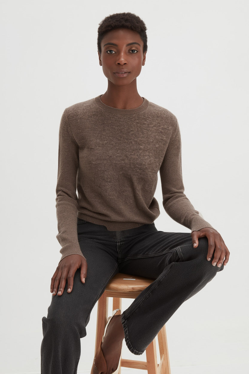 Davida Basic O-neck Sweater Sweaters Cacao