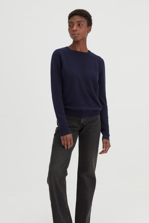 Basic O-neck Sweater - Navy