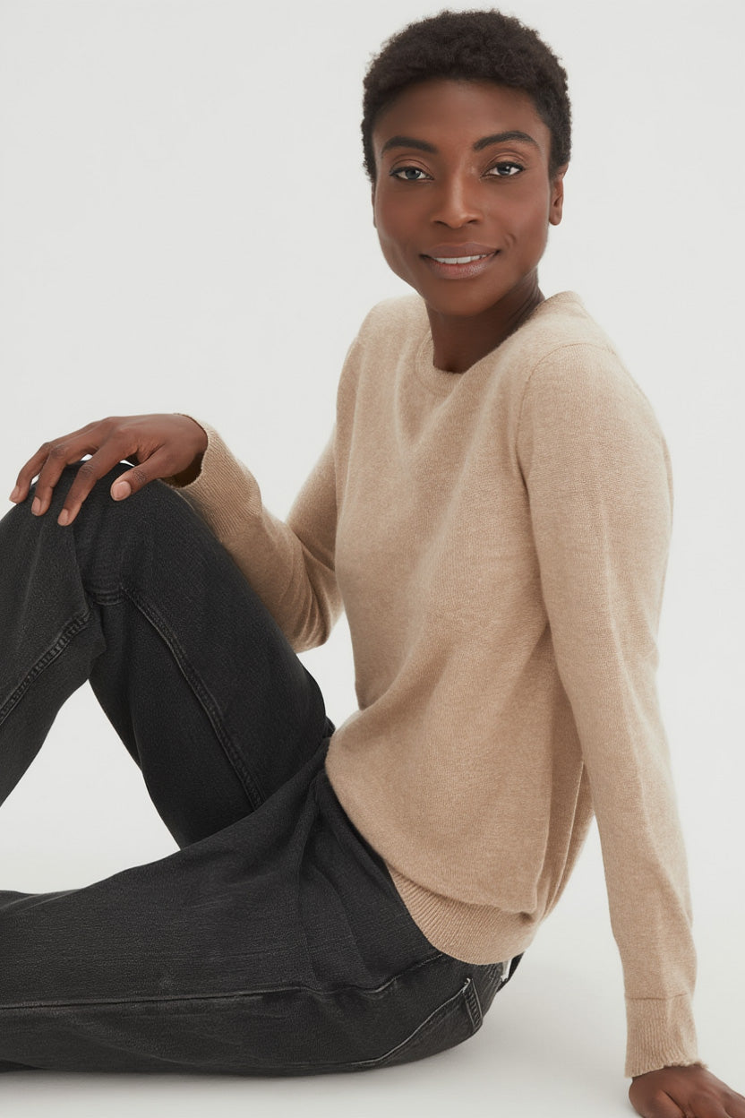 Davida Basic O-neck Sweater Sweaters Sand