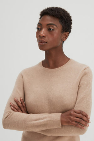 Basic O-neck Sweater - Sand