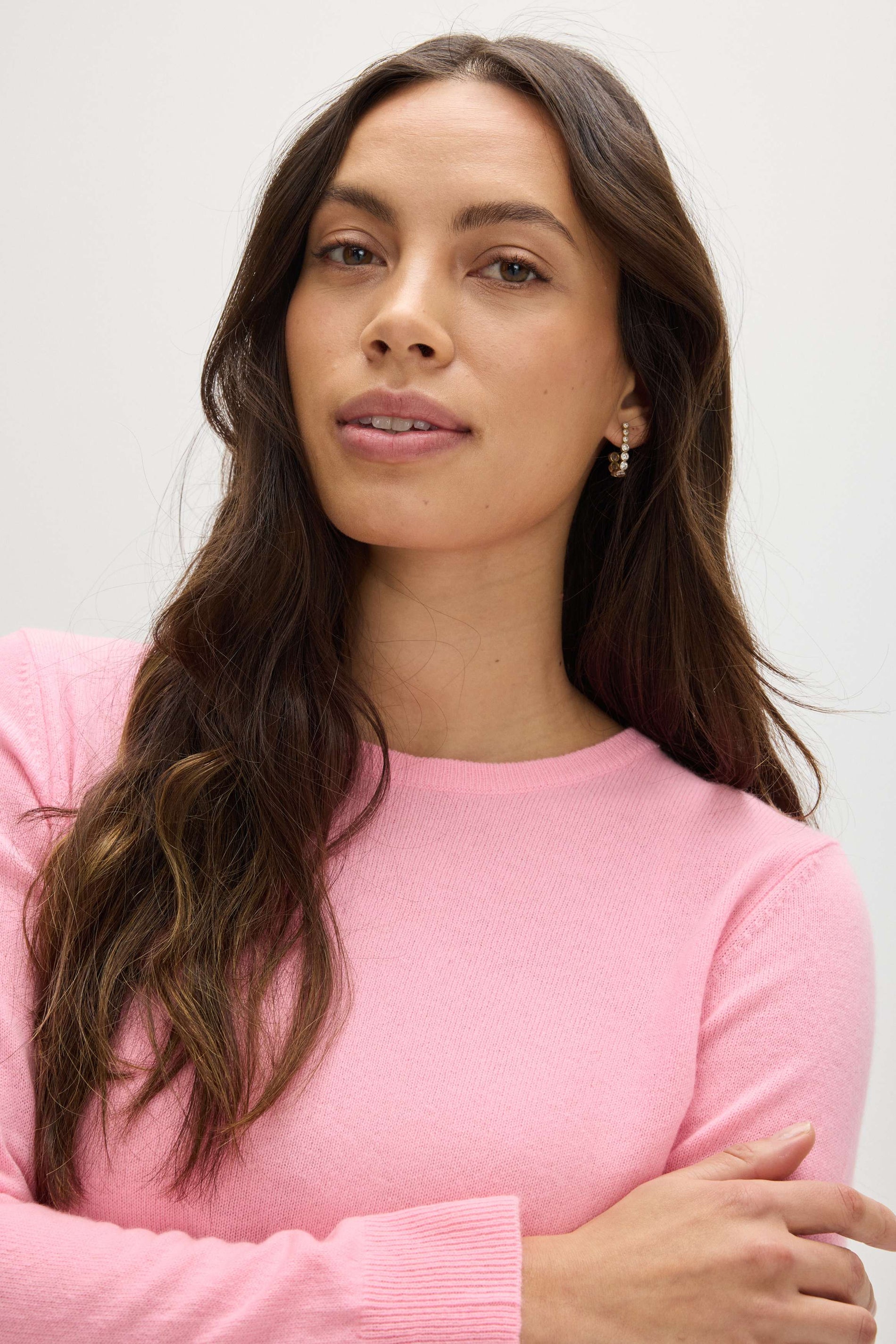 Davida Basic O-neck Sweater Sweaters Strong Pink