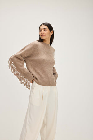 Boxy Fringes Biker Style - Mink