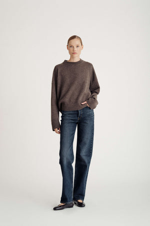 Boxy O-neck Sweater - Cacao