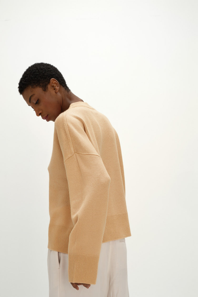 Davida Boxy O-neck Sweater Sweaters Wheat