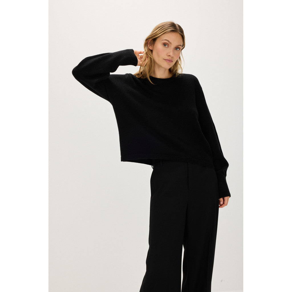 Davida Boxy Short Balloon Sleeve Sweater Sweaters Black