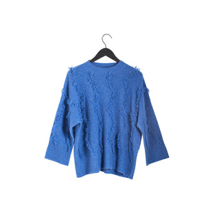 Boxy Short Sleeve Sweater Waves - Ocean Blue