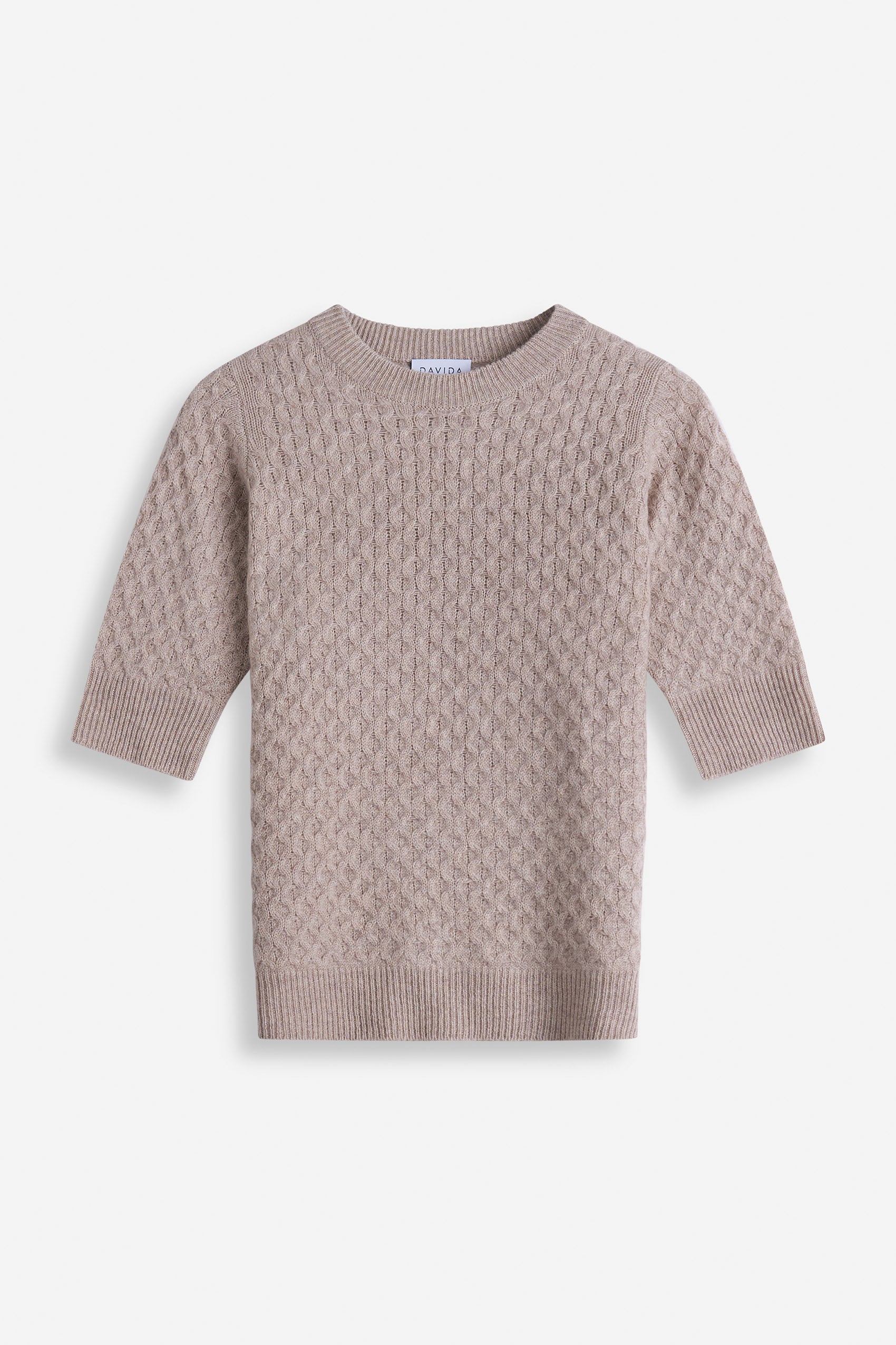 Davida Boxy T-Shirt Diamond Knit Sweaters Sand