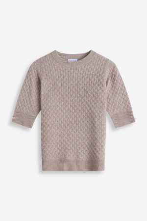 Boxy T-Shirt Diamond Knit - Sand