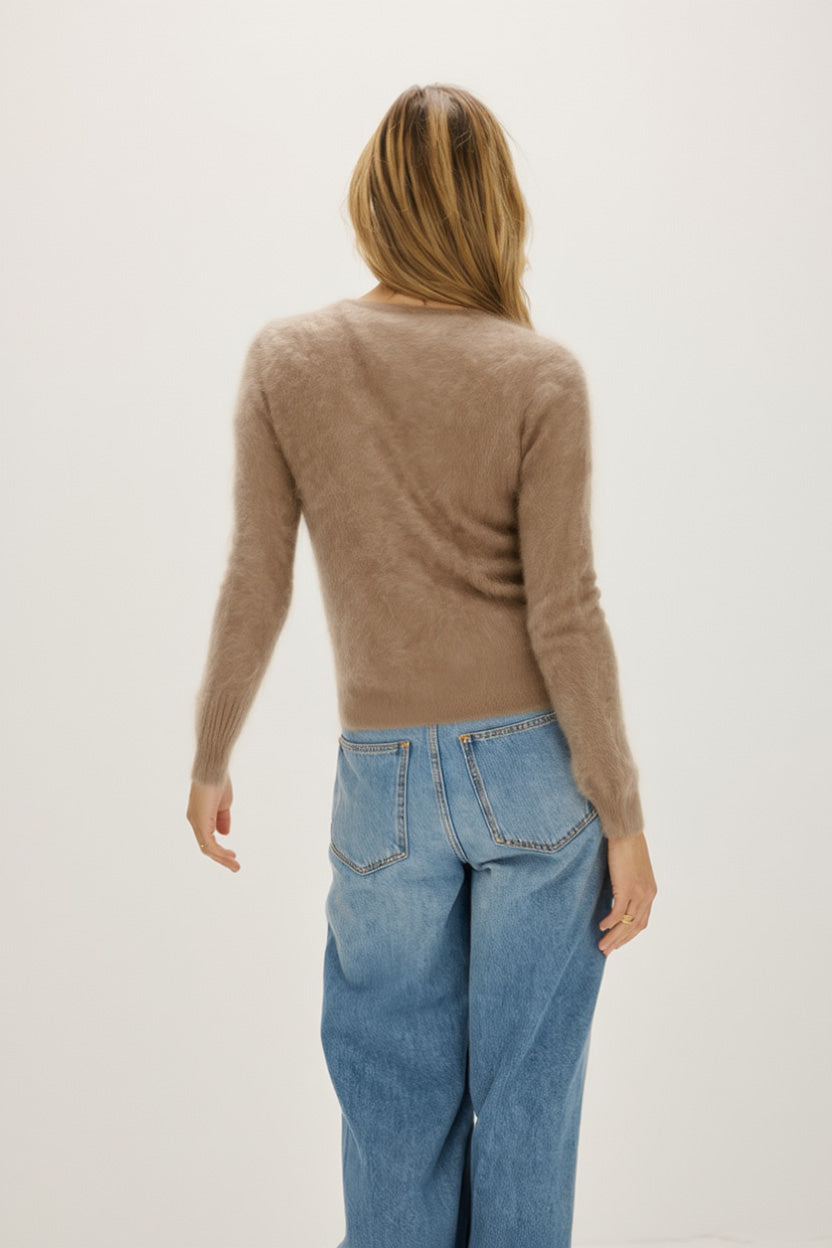 Davida Brushed Basic O-Neck Sweaters Mink