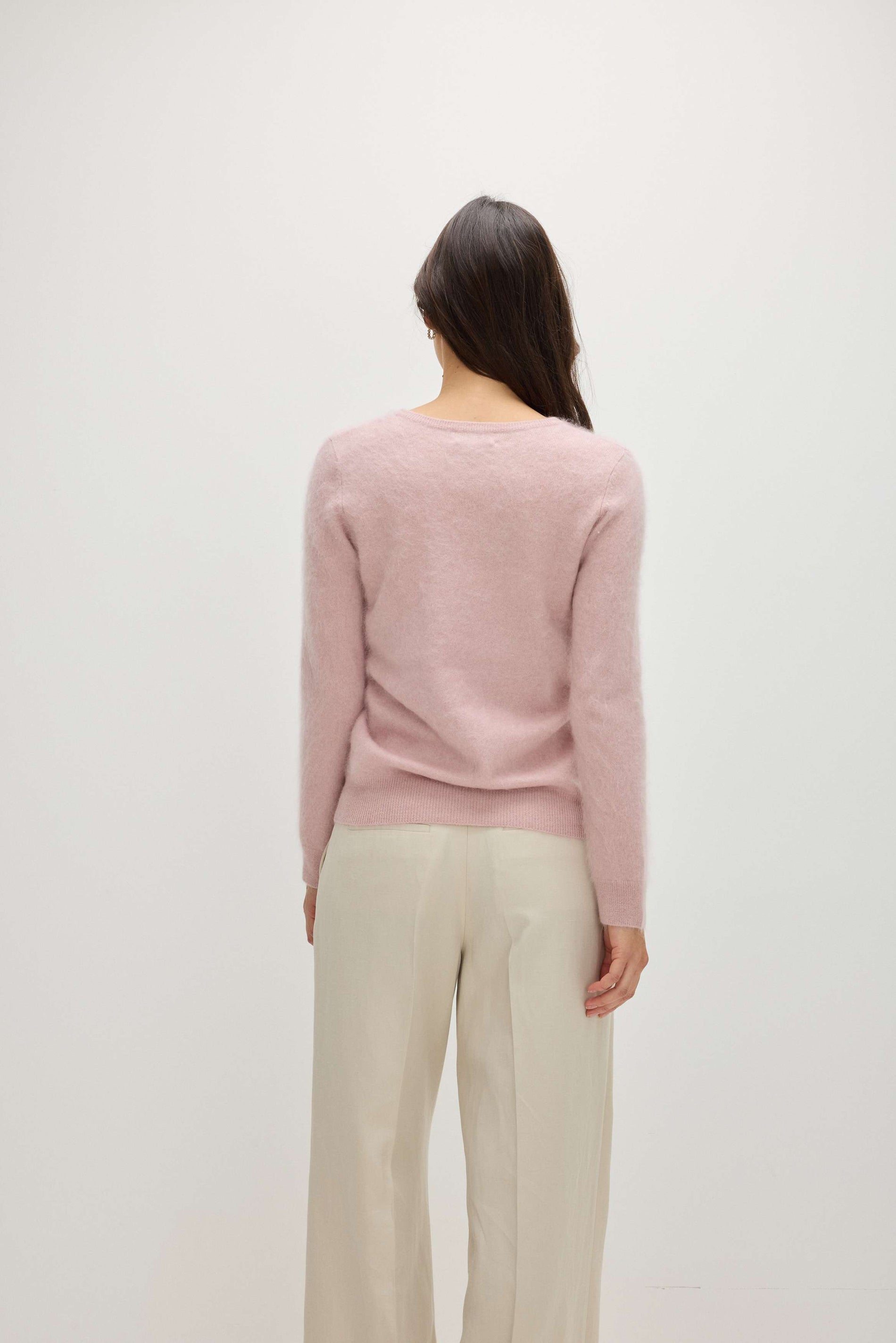 Davida Brushed Basic O-Neck Sweaters Pink
