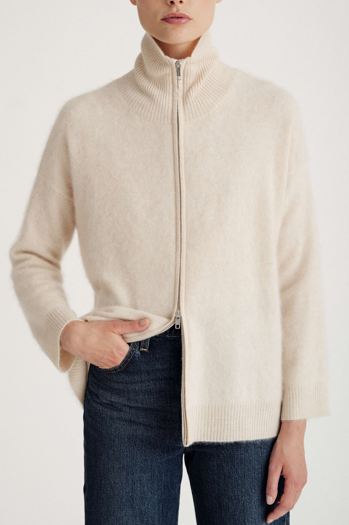Davida Brushed Cardigan Cardigans Light Beige