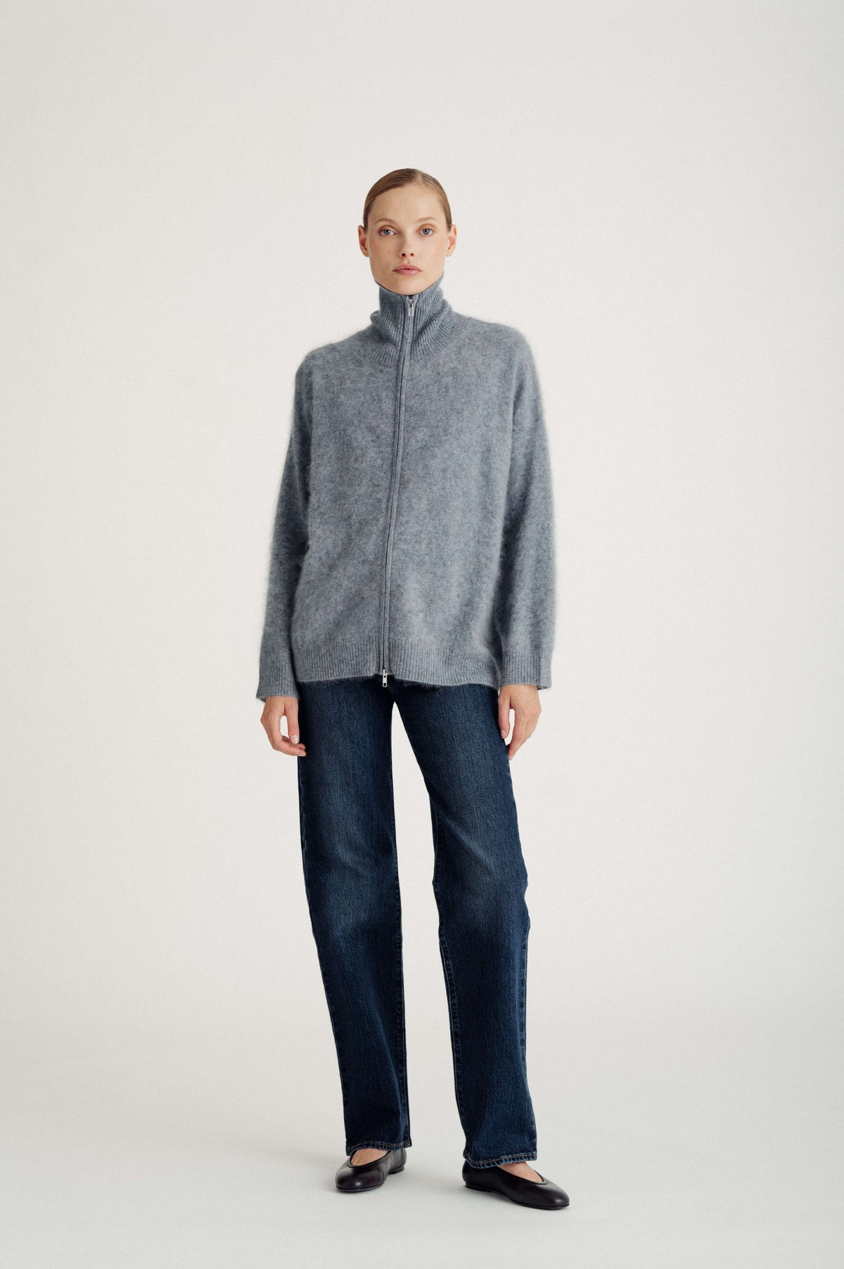 Davida Brushed Cardigan Cardigans Light Grey