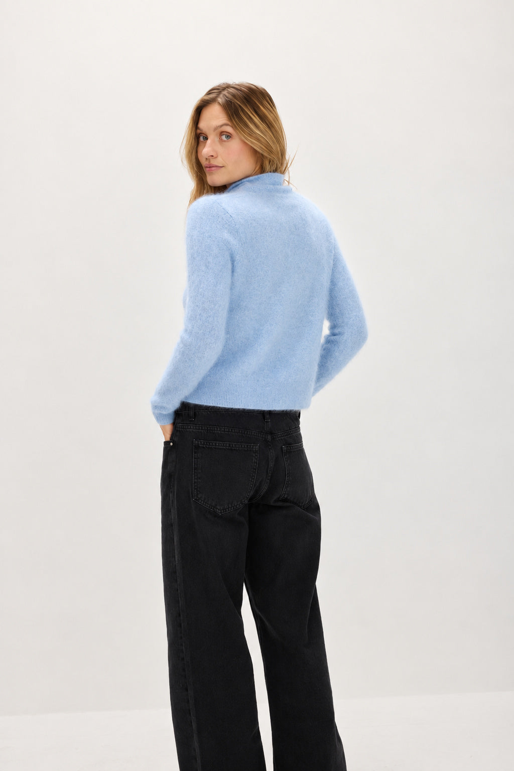 Davida Brushed Cardigan Collar Cardigans Blue Fog
