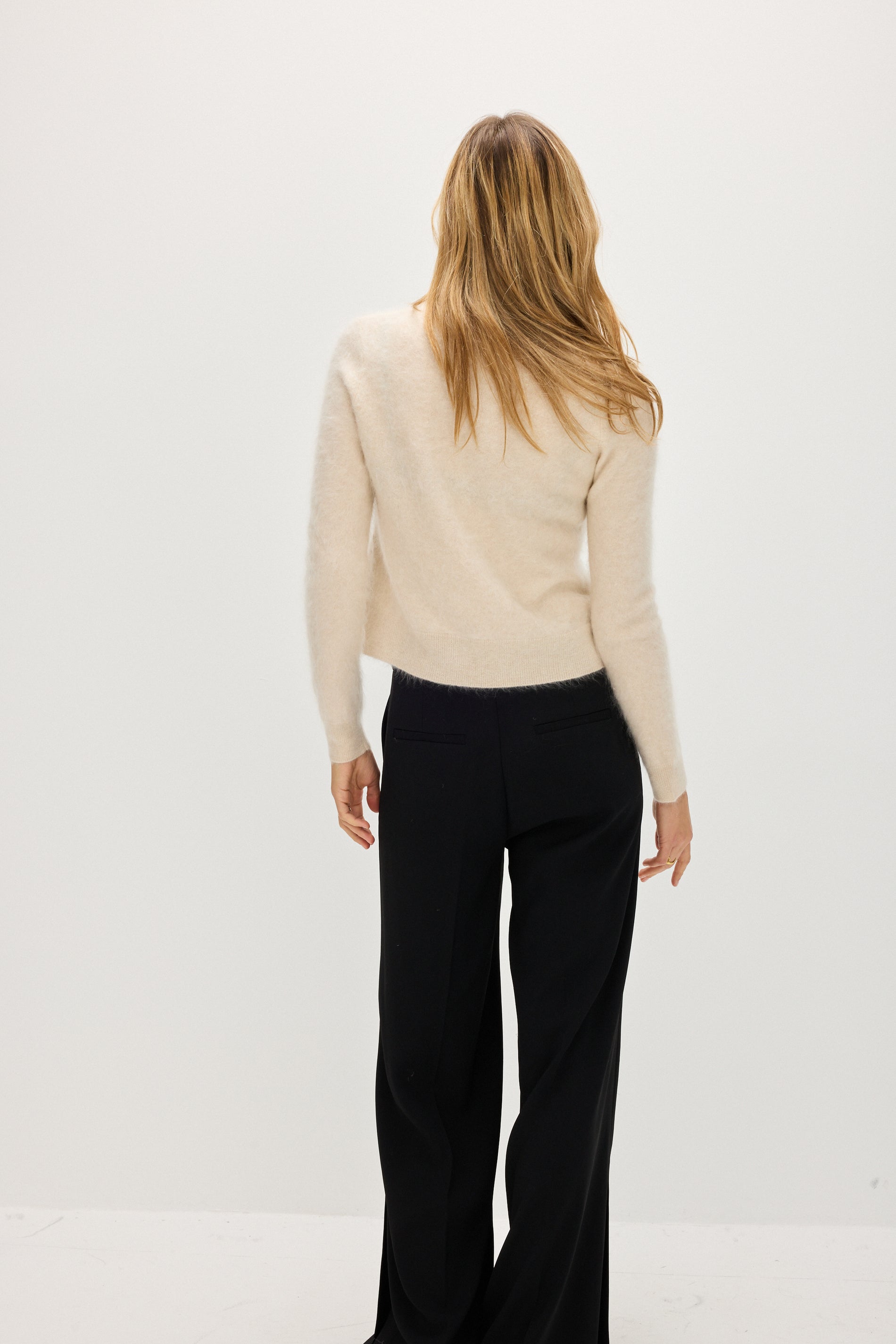 Davida Brushed Cardigan Collar Cardigans Light Beige