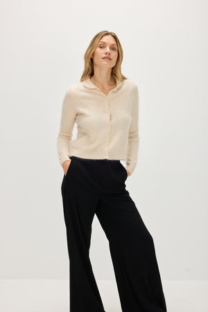 Brushed Cardigan Collar - Light Beige