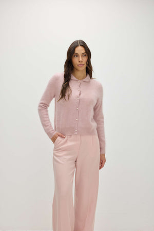Brushed Cardigan Collar - Light Pink