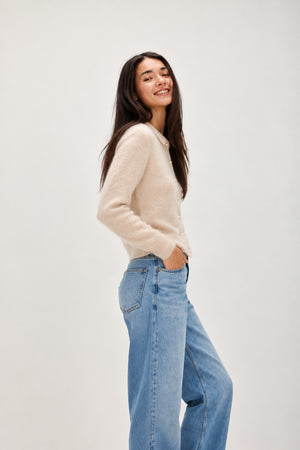 Brushed Cardigan Collar - Wheat