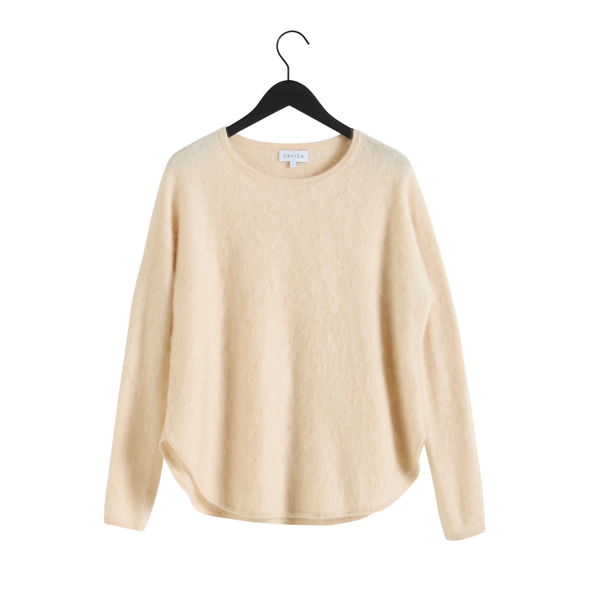 Davida Brushed Curved Sweater Sweaters Light Beige
