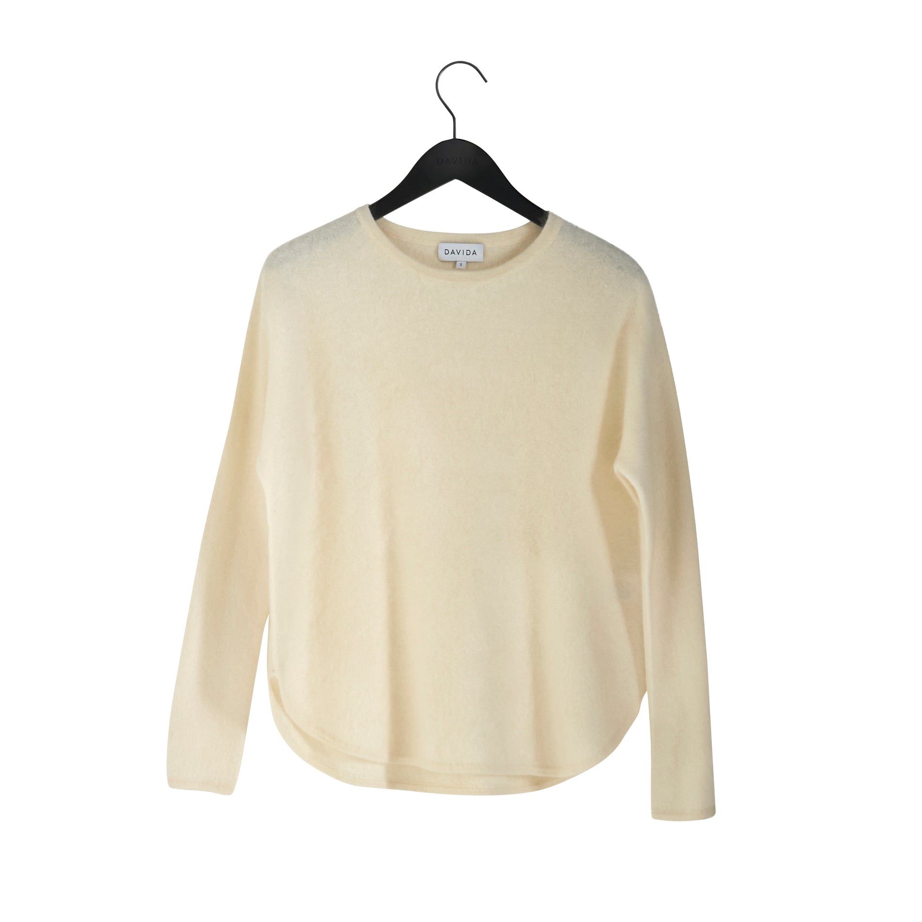 Davida Brushed Curved Sweater Sweaters White