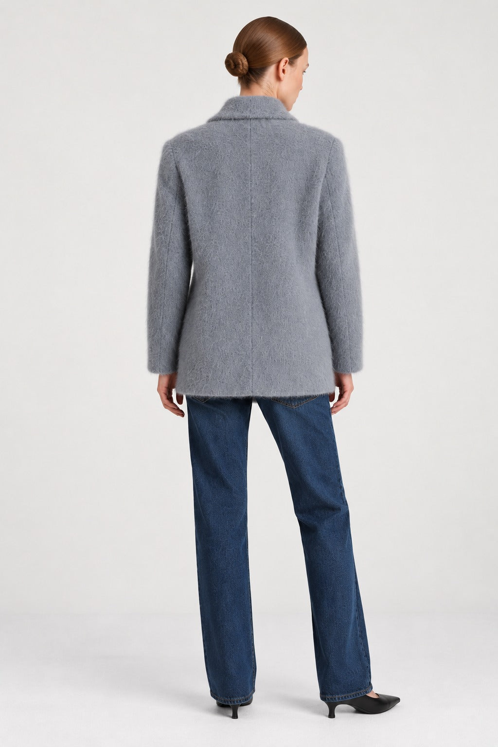 Davida Brushed Double Breasted Jacket Outerwear Light Grey