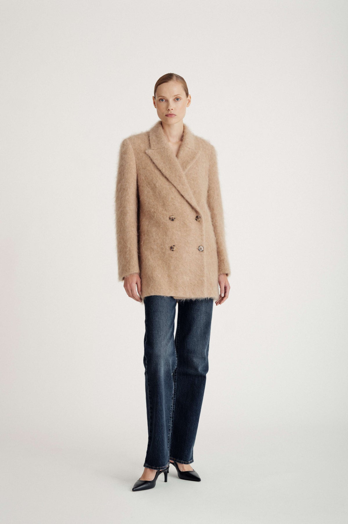 Davida Brushed Double Breasted Jacket Outerwear Mink