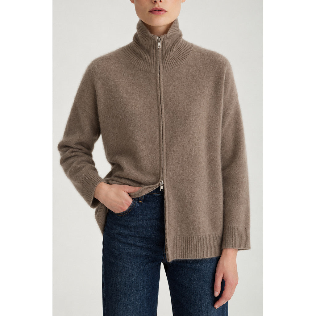 Davida Brushed Full Zip Cardigan Cardigans Mink