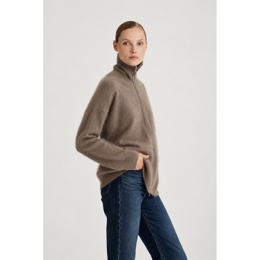 Davida Brushed Full Zip Cardigan Cardigans Mink